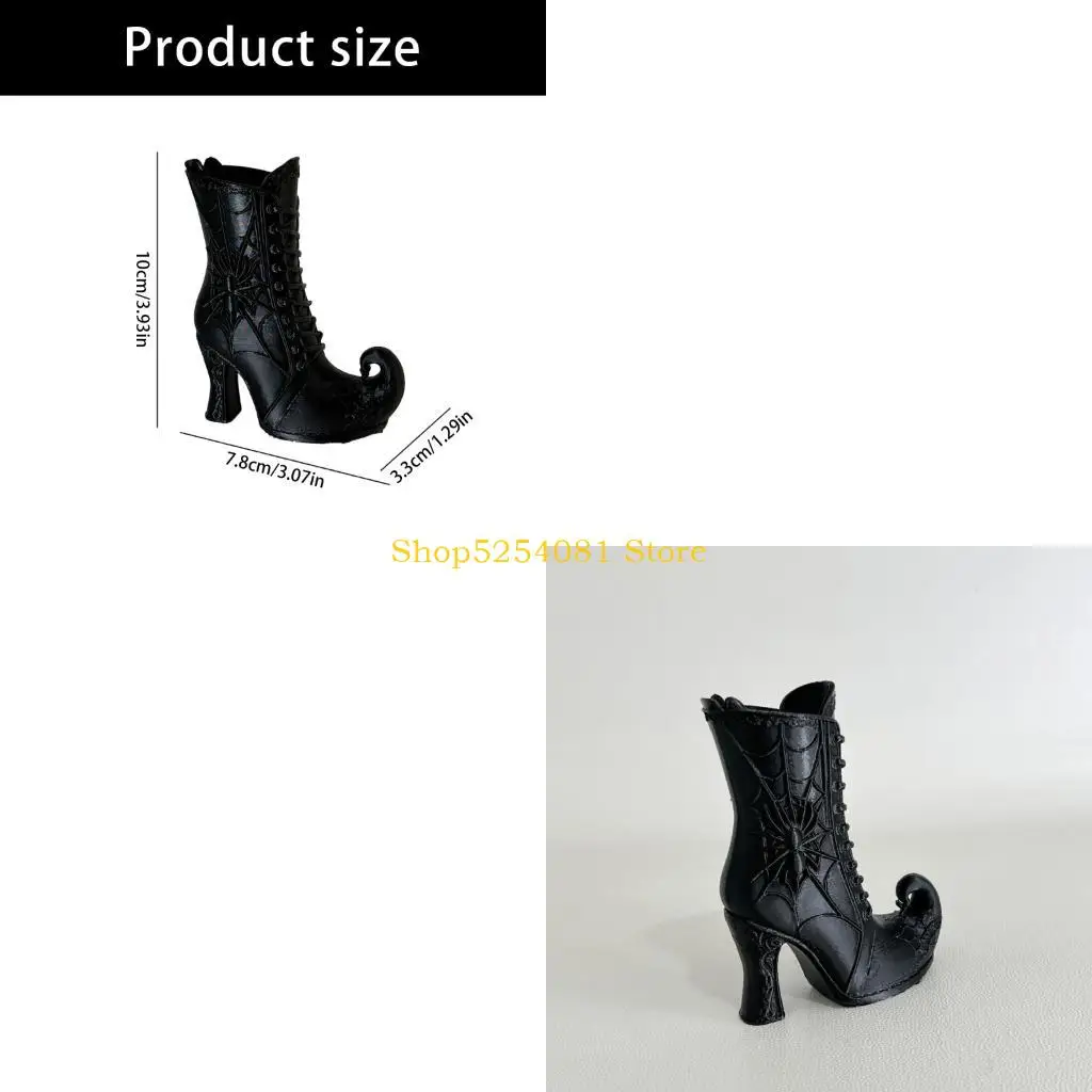 AXYC Witch Boot Vase, Decorative Figure, Black 3D Printed Fantasy Accent for Seasonal Arrangements, Themed Gift, Photo Setups
