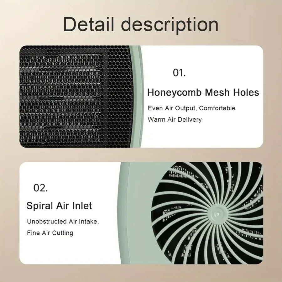 سخانات محمولة، آلات تسخين أساسية لفصل الشتاء، سخان كهربائي صغير واحد مع شحن USB، حماية من الحرارة الزائدة والإغلاق التلقائي