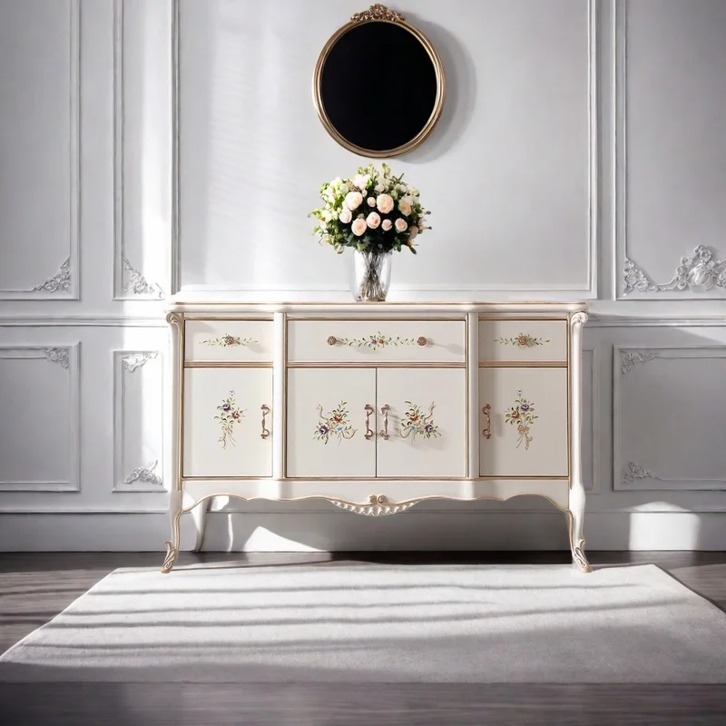 

American French retro modern solid wood paint wall-mounted entrance living room storage side cabinet