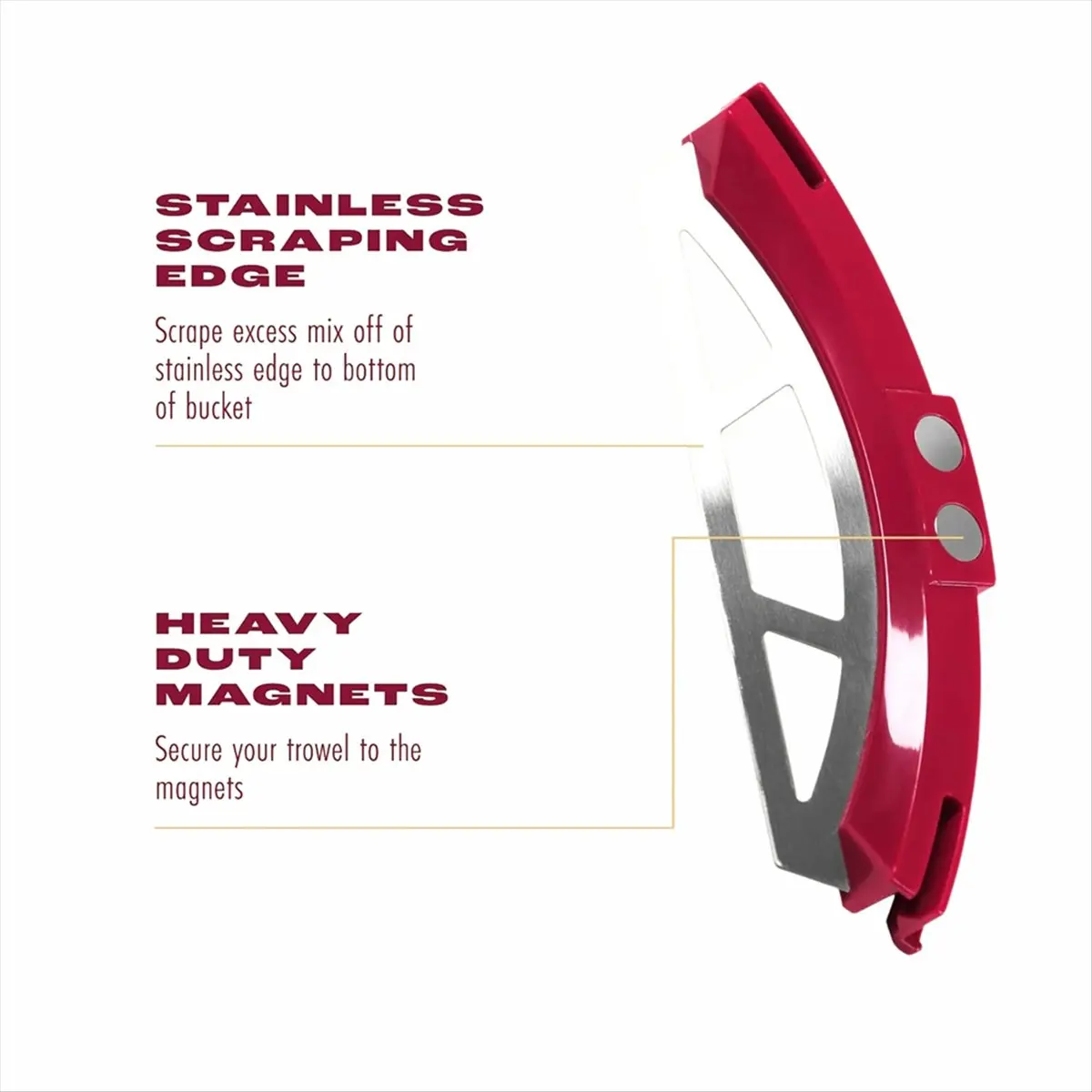 (A02R) Universal 5 Gallon Barrels Scraper Tile Work Magnetic Scraper,for Tile Work, Stainless Steel Edges Retain Wet Mixing