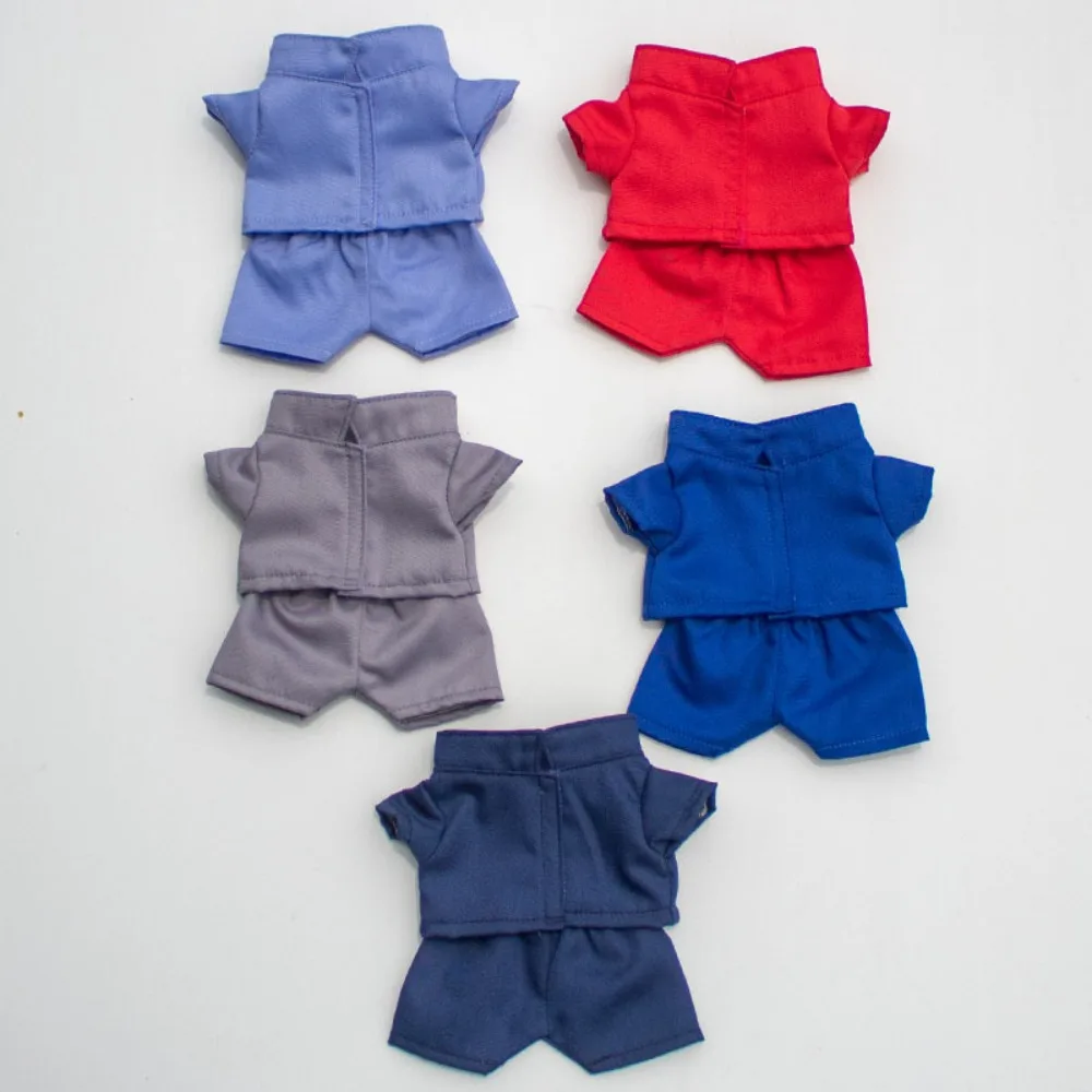 15cm & 20cm Cotton Doll Solid Color Shirt Elastic Shorts Outfit Two-piece Simple Casual Full Doll Costume Set