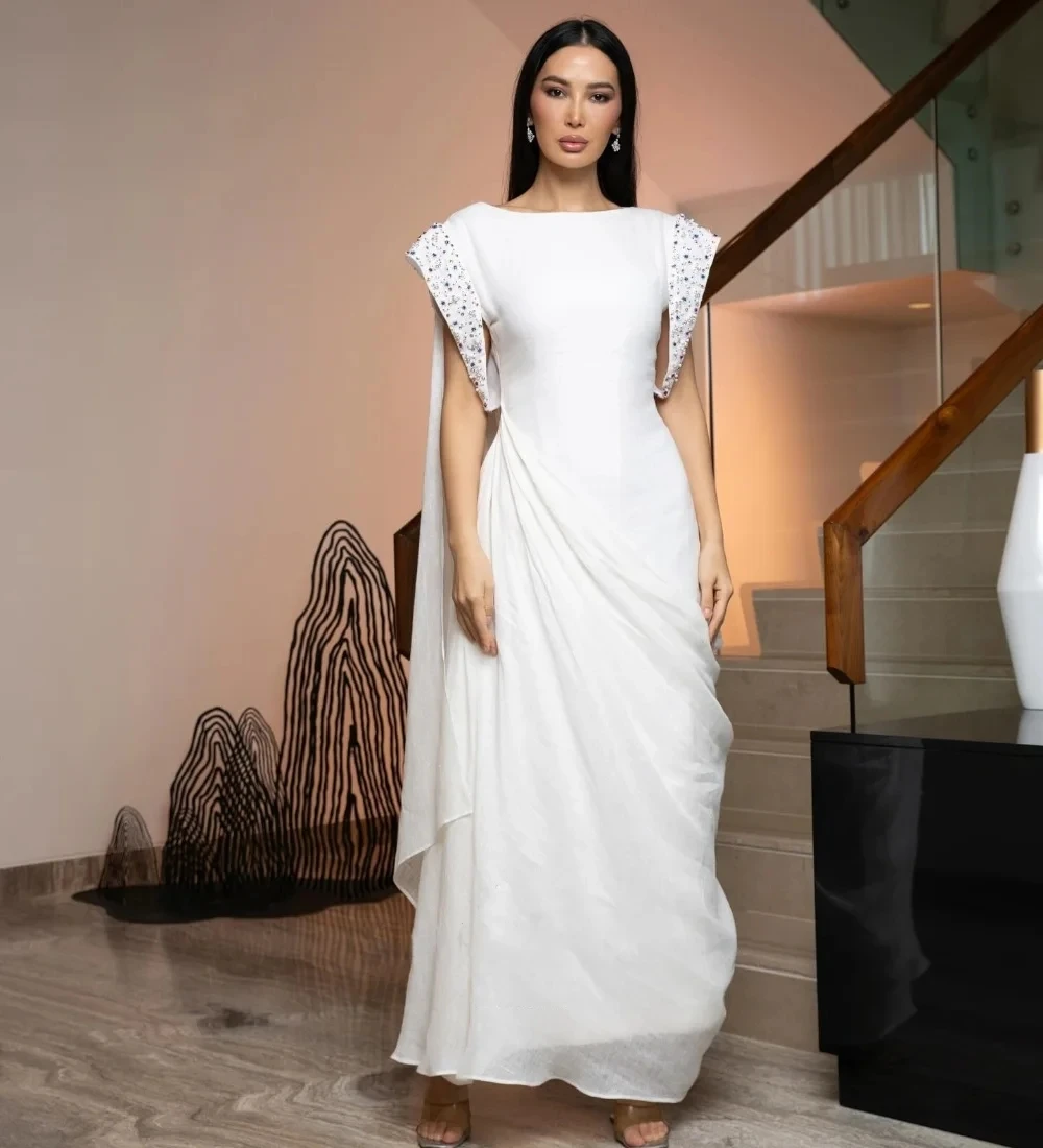 

Beaded Formal Women Long Bespoke Occasion Gown Evening Dresses Pastrol Unisex Jersey Retro Dubai Saudi Arabic Prom Customized