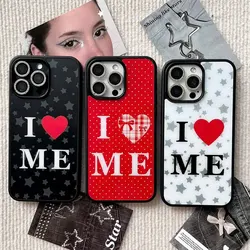 Ins Black Letter Phone Case For iPhone 16 Pro Max 15 Pro 14 13 12 11 Pro X Xr Xs max Mini 7 8 Plus Love Yourself Y2K Phone Cases