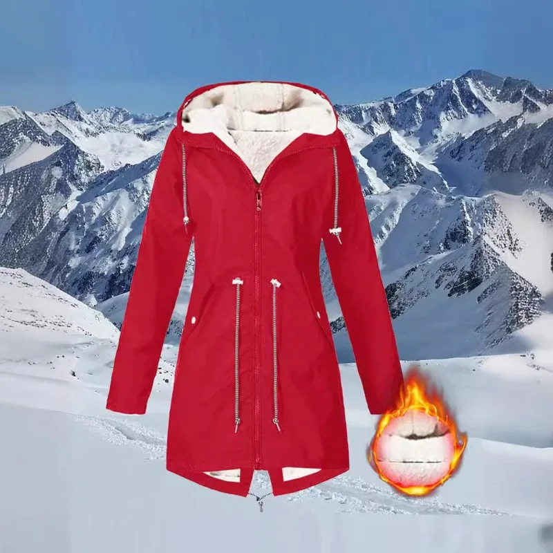 

New Winter Fleece Jacket Outdoor Hiking Hooded Warm Windproof Coat