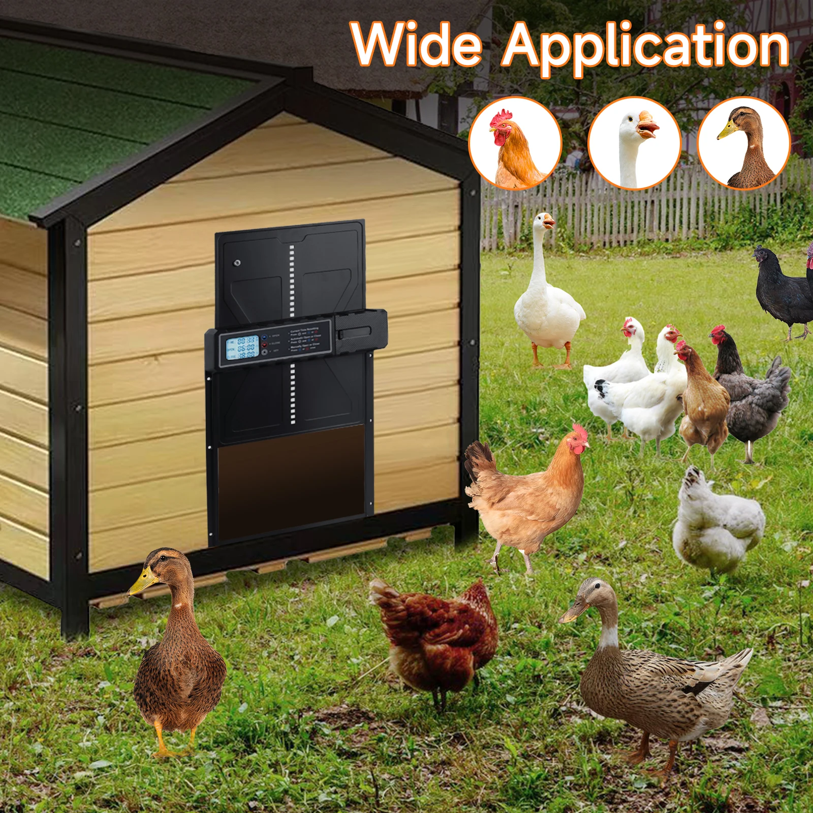 Puerta Automática para Gallinero, Inteligente, con Función de Temporizador Anti-Pellizcos, Funciona con Batería, Aleación de Aluminio, Impermeable, Herramienta de Gestión Agrícola