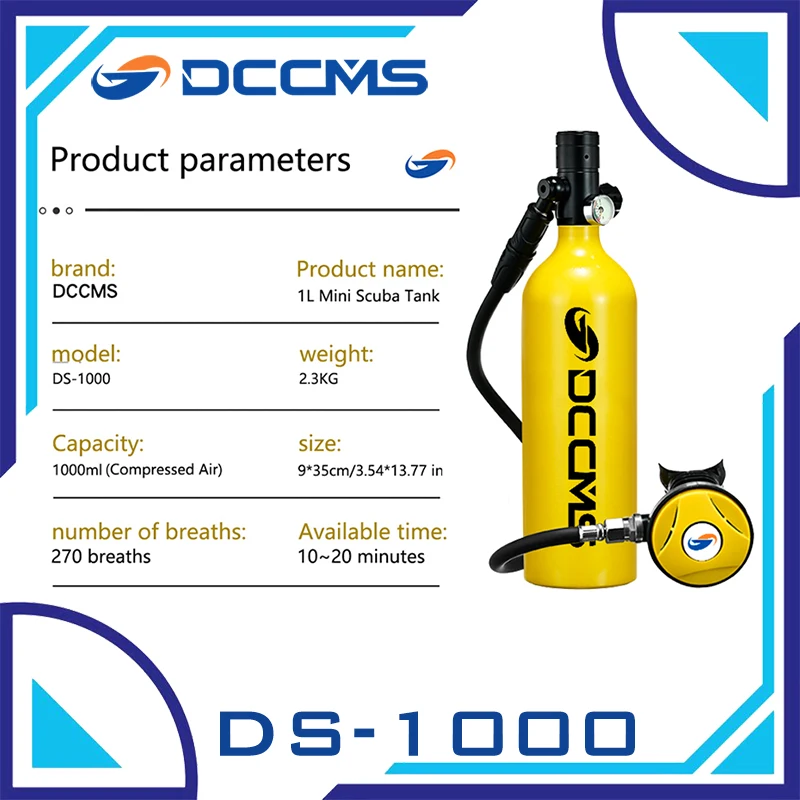 DCCMS Scuba Diving Tank Mini Scuba Diving Equipment Snorkeling Equipment 1000ML Scuba Tanks