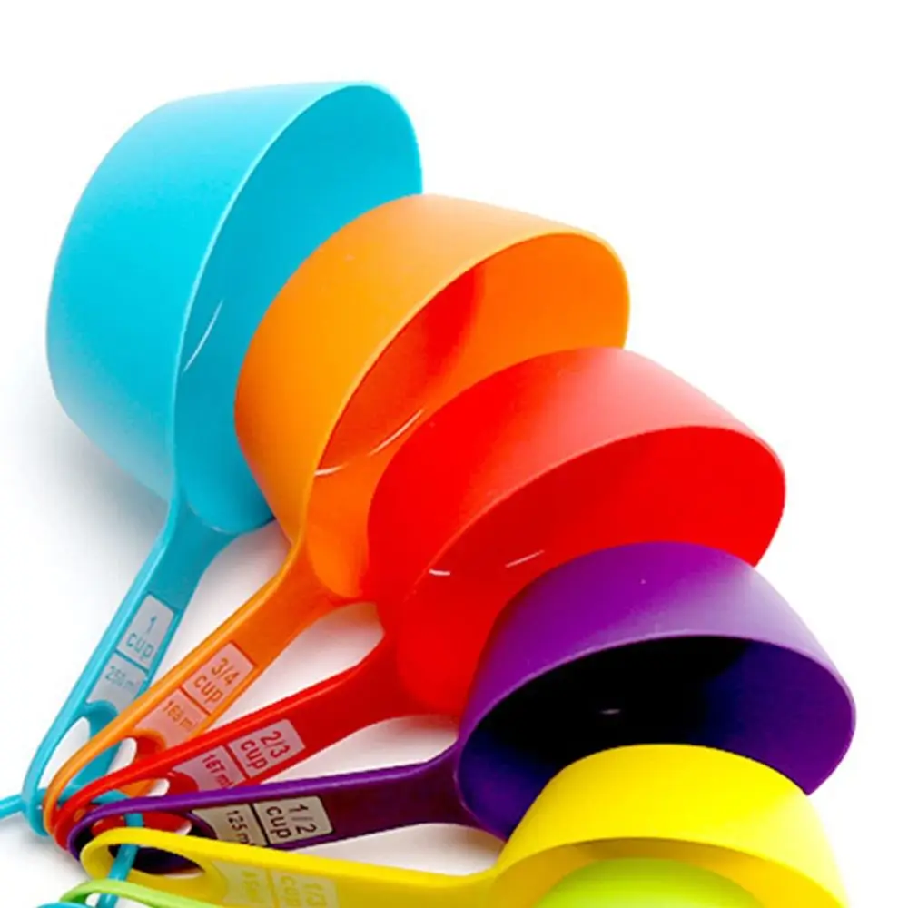 12Pcs Plastic Measuring Cups Set Stackable Colorful Measuring Spoons Printed Metric Letters Multipurpose Kitchen Measuring Tools