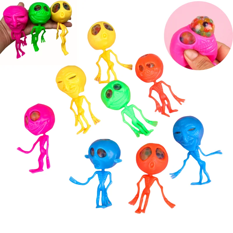 3Pcs Creative Skeleton Alien Kids Halloween Stress Relief Toy Novelty Squeeze Stress Ball for Boys Left Restless Fun Gift