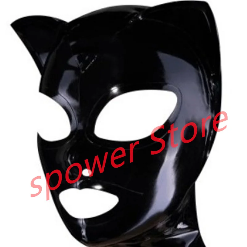 

Natural Latex Full Head Latex Hoods Rubber Mask Fetish Cosplay Costumes Black Open Eye Back Zip Club Wear