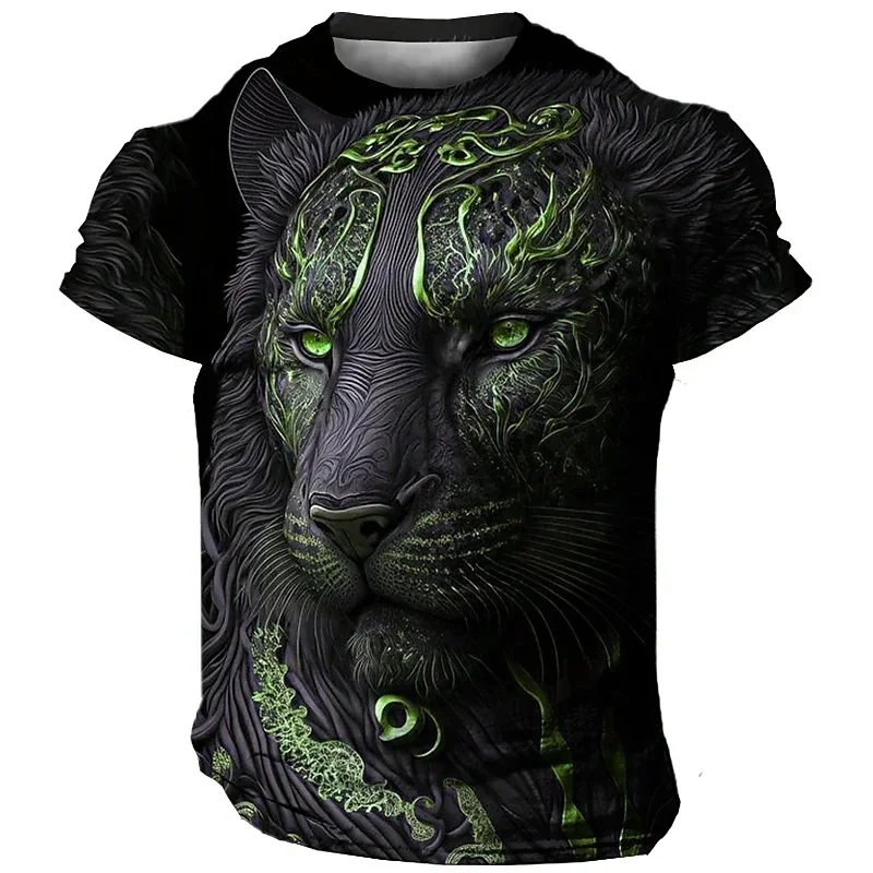 New Hot Fashion Large Handsome Charming Men's T Shirt 3D Lion Print T Shirt Summer Leisure Animal Pattern Street Clothing New Fa