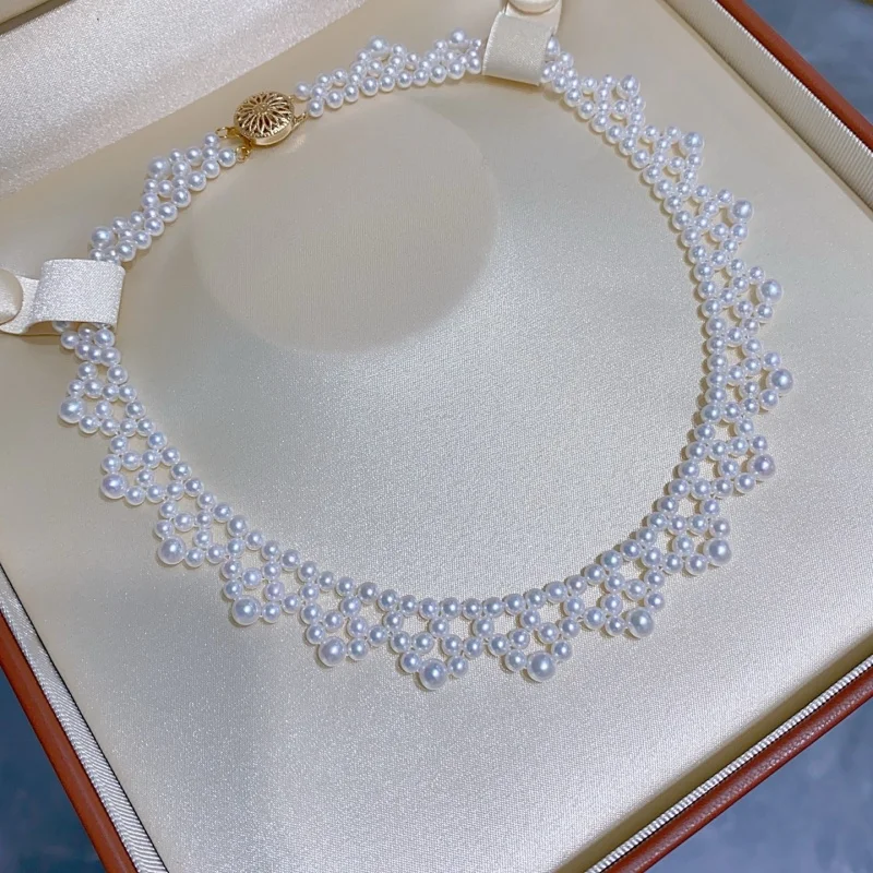 

SGARIT 3-5mm Pearl Necklace 14k Filled Gold For Women Jewelry On Neck Pearl Bead Choker Party Gift SN26
