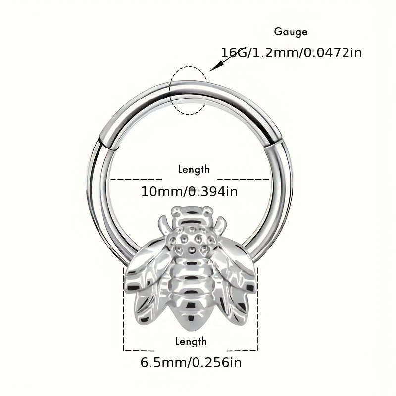 مجوهرات حلق الغضروف على شكل أنف النحل مع جسم مثقوب حلزوني على شكل قرص العسل لطيف وعصري لكل من الرجال والنساء #4