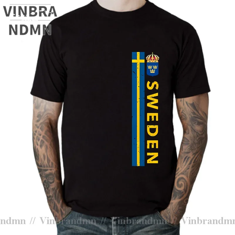 Vintage Look Sverige Flag Of Sweden T Shirt Swedish Jersey Tre Kronor Gift T-Shirt Sweden Sverige Coat of Arms T Shirts men Tops