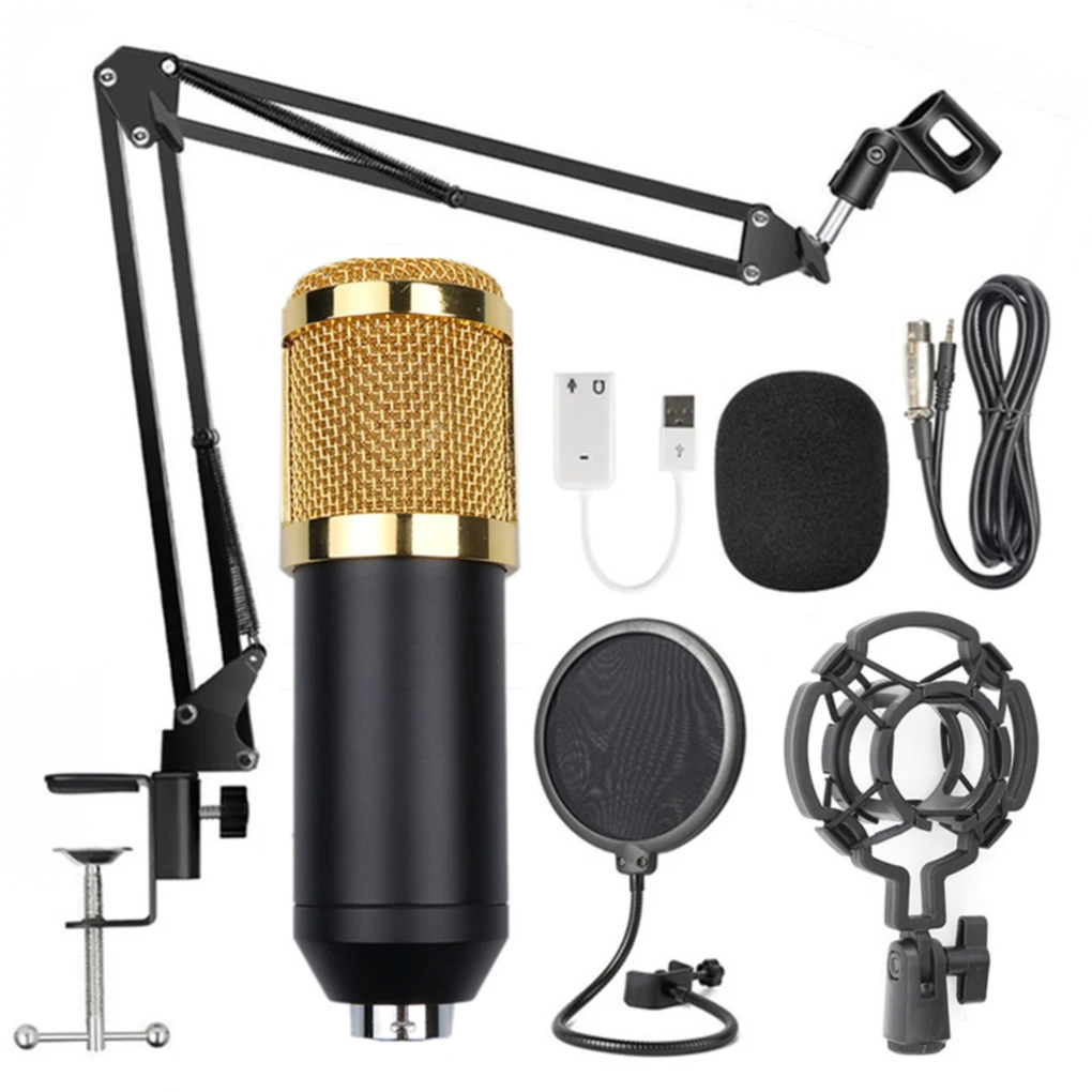 

Singing Studio Recording Kit Phone PC KTV Mic Network Microphone Folding Arm Bracket, Blue Silver