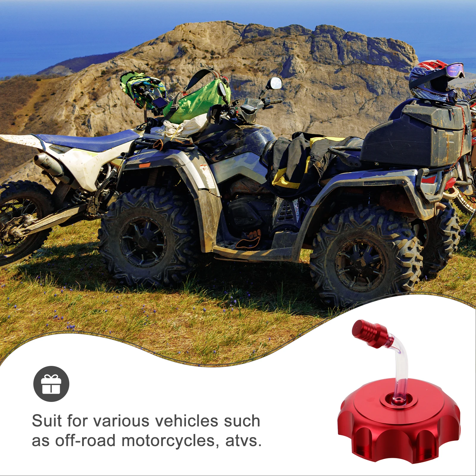 

Universal CNC Aluminum Fuel Tank Cap 48.5mm Red Diameter Vent Hose for Motorcycle Gas Caps Accessories Easy Installation