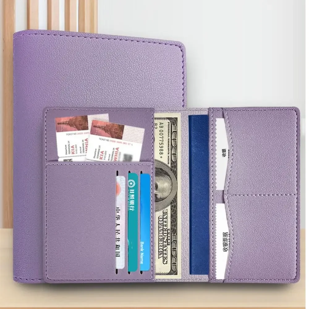 Funda para pasaporte de PU de viaje, bolsa para pasaporte con múltiples ranuras para tarjetas, porta billetes de negocios, funda para pasaporte, accesorios de viaje
