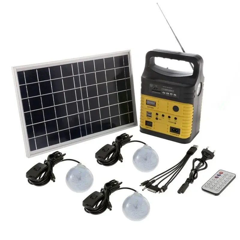 1Set 10W Solar Generator Solar System Solar Panel + Power Kabel + Radio + 3 Led-lampen + fernbedienung Outdoor DIY Notfall Power