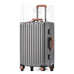 Aluminum Frame Luggage 20 24 26 28 Inch Women Boarding Bag Men Trolley Case Universal Wheel Suitcase Pc Rechargeable Suitcase