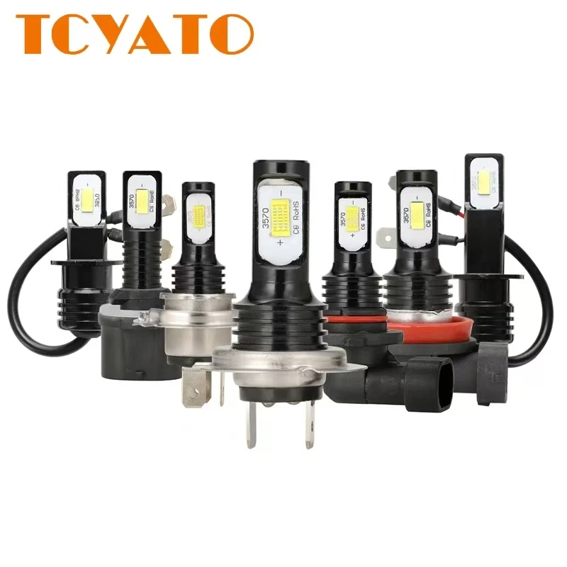 

TCYATO H1 H3 3570 2SMD черная алюминиевая противотуманная фара H4 H7 csp 80 Вт передняя противотуманная фара 3570 2 светодиодная противотуманная фара