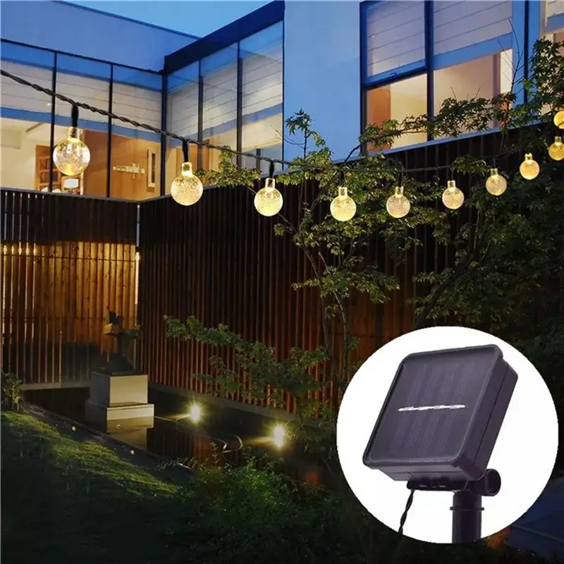 LICE-2X 8 Modes Solar Light Bulbs Crystal Ball 5M LED String Lights Fairy Lights Garlands
