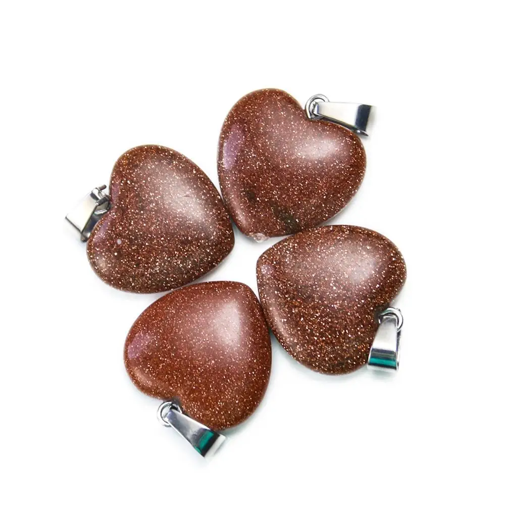 2pcs Natural Stone Heart Pendant Quartz Crystal Onyx Tiger Eye Mineral Aventurine Charms Jewelry DIY Making Necklace Accessory