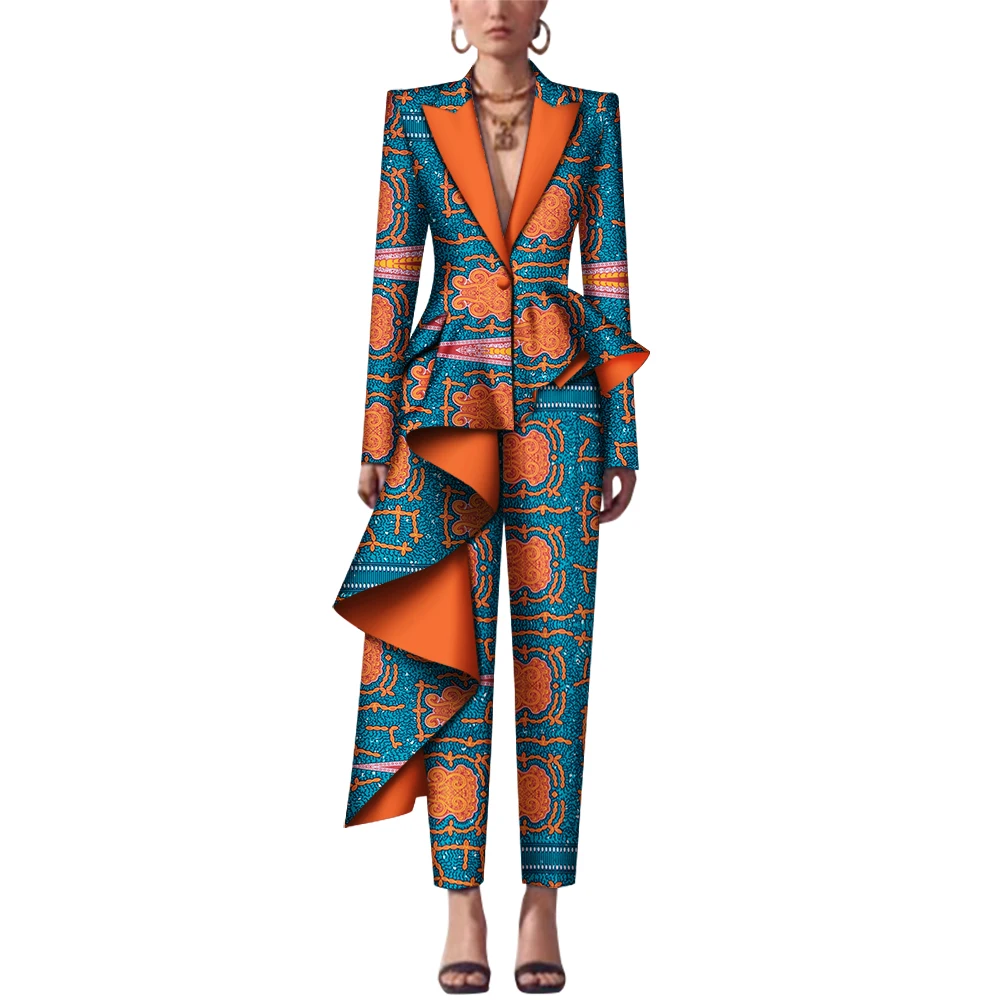 2 Pieces Set African Women Top and Pant Set Dashiki Print Trousers Sets African Women Clothing Blazer Set African Clothes WY7890