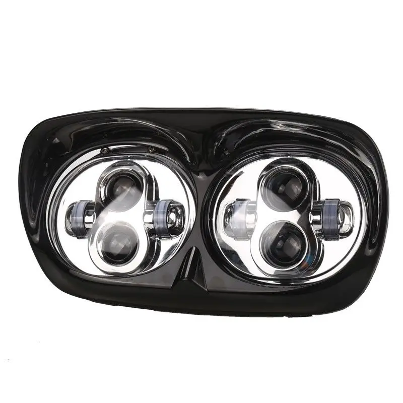 Chrome 45W Dual Led Headlight Front Lamp Kit With High Low Beam For Harley Road Glide 2004-2013 Headlamp