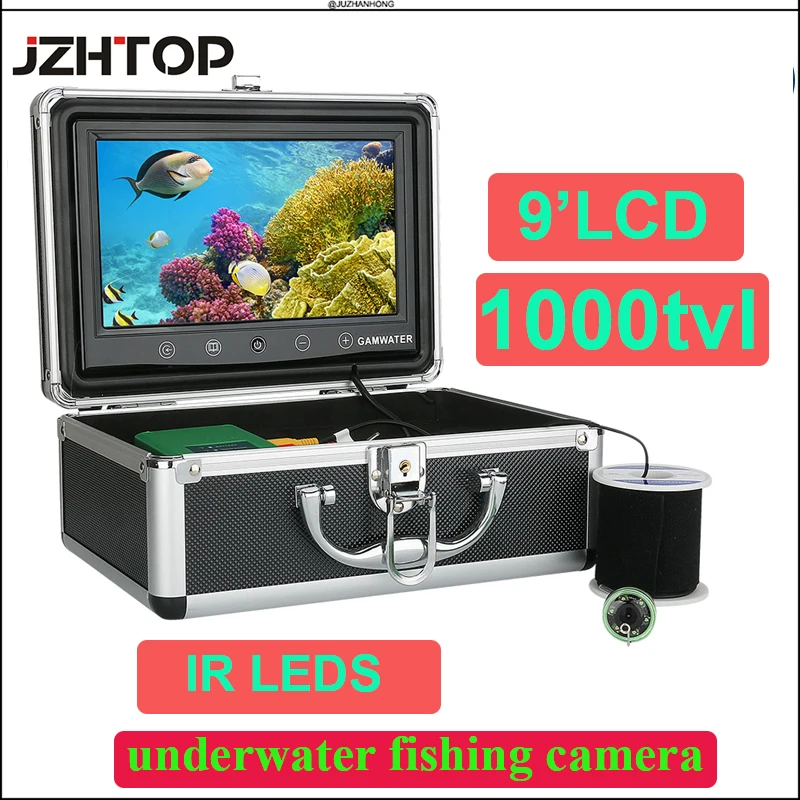 

9'LCD 1000tvl 6 IR Lights Waterproff Fish Finder Camera Underwater Fishing Camera 8G Card DVR Battery 10m 20m 30m Cable