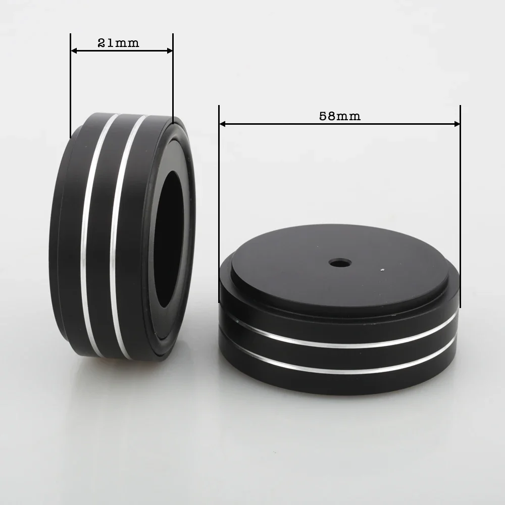 4x Audiocrast 58*21mm Aluminiowe Stopnie Podstawki Podwórka Amplituadu Amortyzatory Głośnik Gramofon Podkładki Gumowe Czarne