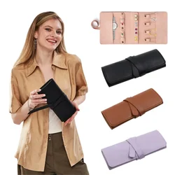 Fashion Portable Jewelry Bag PU Leather Travel Necklace Ring Watch Jewelry Cosmetic Tool Bag Roller Shutter Storage Bag Gift