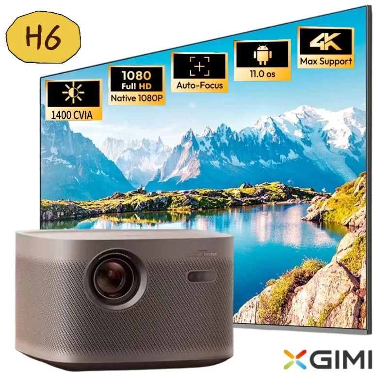 Projecteur laser intelligent XGIMI H6 haute luminosité 1400 lumens CVIA, mise au point automatique, résolution 3840*2160P 4K, Dolby Audio, Wifi.