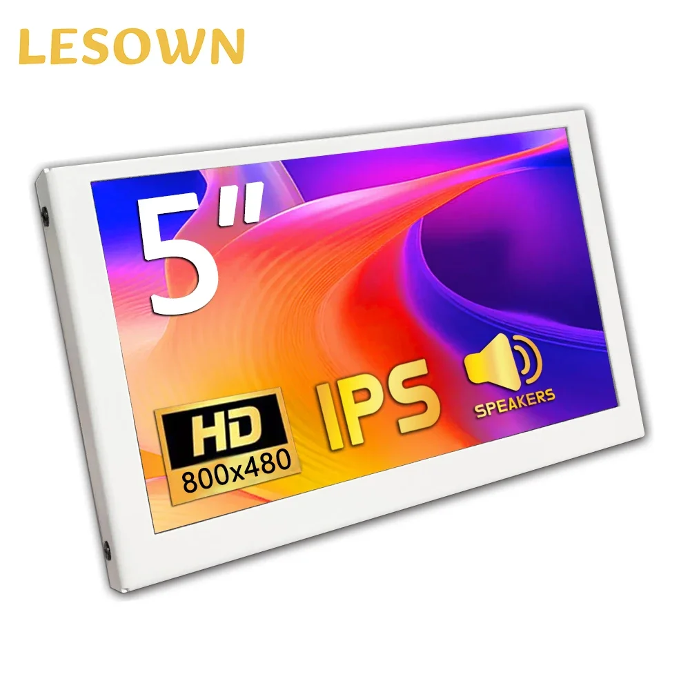 

LESOWN Мини-портативный монитор 5-дюймовый IPS-маленький дисплей 480x800 HDMI 5 В с питанием от USB Маленький легкий экран для отображения состояния Белый