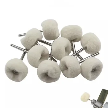 10pcs 3mm 생크 장착 소프트 울 파인 코튼 폴리싱 버핑 휠 폴리싱 키트 또는 미니 드릴