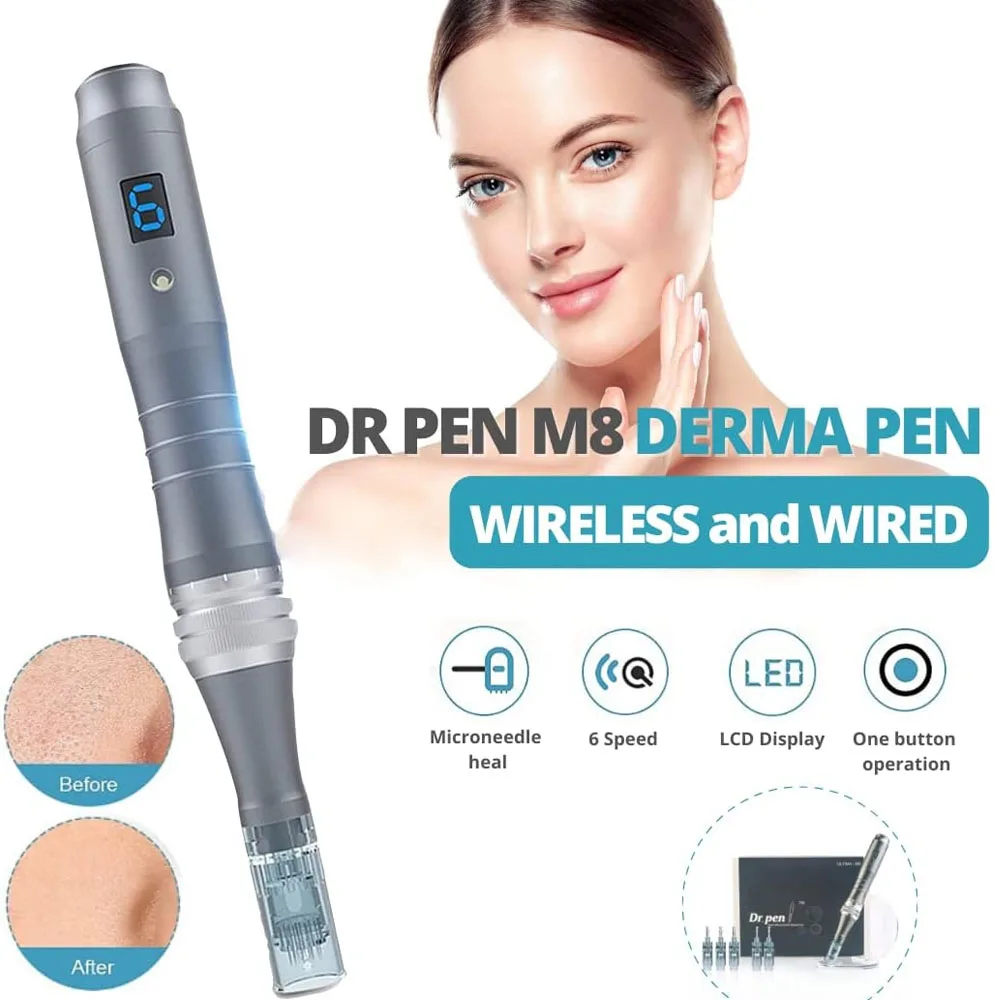 Microneedling Pen Electric Derma Pen With 12 Replacement Dermapen 36Pin Cartridges Adjustable Microneedle Professional Dermapen