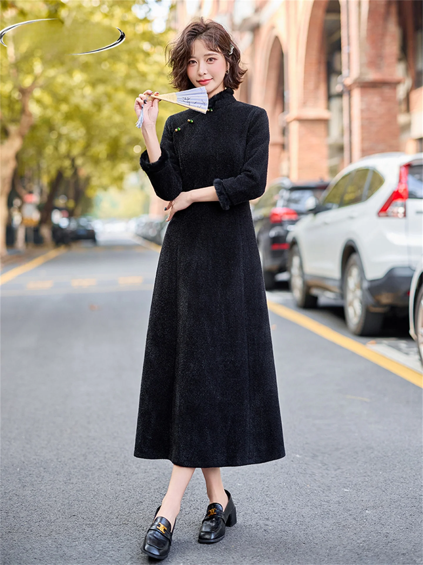 

Ele Thiened Mink Chinese Sle Qipao Dr Covering Flattering Hong Kong Winter High-End Sensation Mommy Qipao Dr Tr...