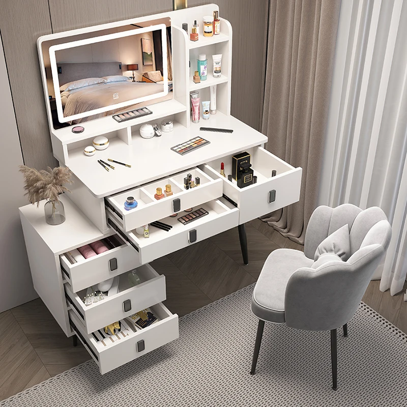 Tocador moderno de lujo para dormitorio, cajón de maquillaje europeo, almacenamiento de maquillaje, muebles de dormitorio