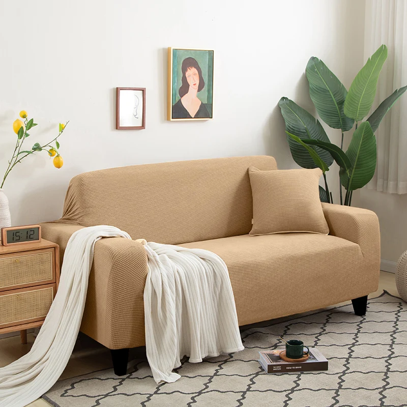 Neue Sofabezug aus Jacquard-Stoff, einfarbig, Couchbezüge, elastisch, waschbar, für L-förmiges Sofa, Wohnzimmer, 1/2/3/4/5 Sitz – Detail 7