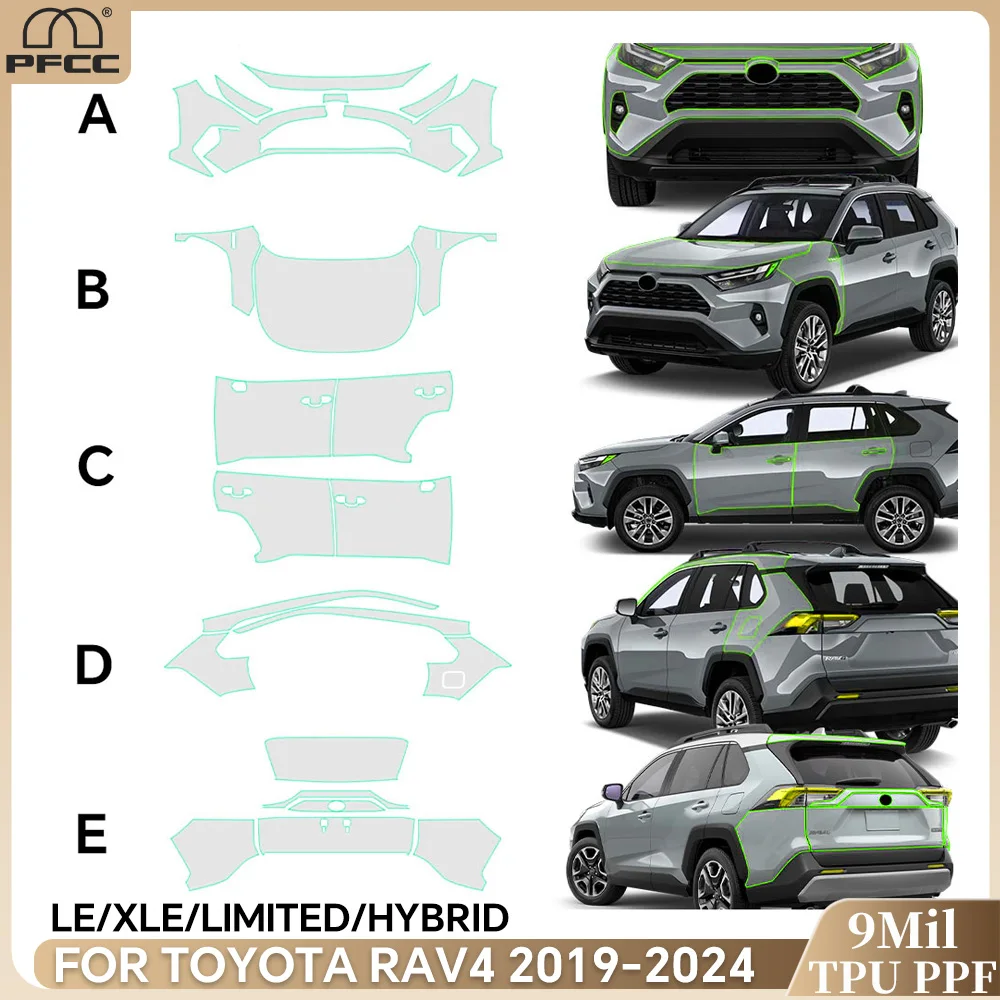 

For Toyota RAV4 Hybrid XA50 2019-2025 9MIl TPU Anti-scratch Resistant Car Paint Protection Film Pre-cut PPF Car Body Clear Kit