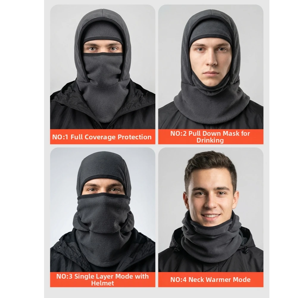 Adult Unisex Fleece For Balaclava Windproof Ski Mask with Glasses Opening for Cold Weather Protection Cycling Skiing Use