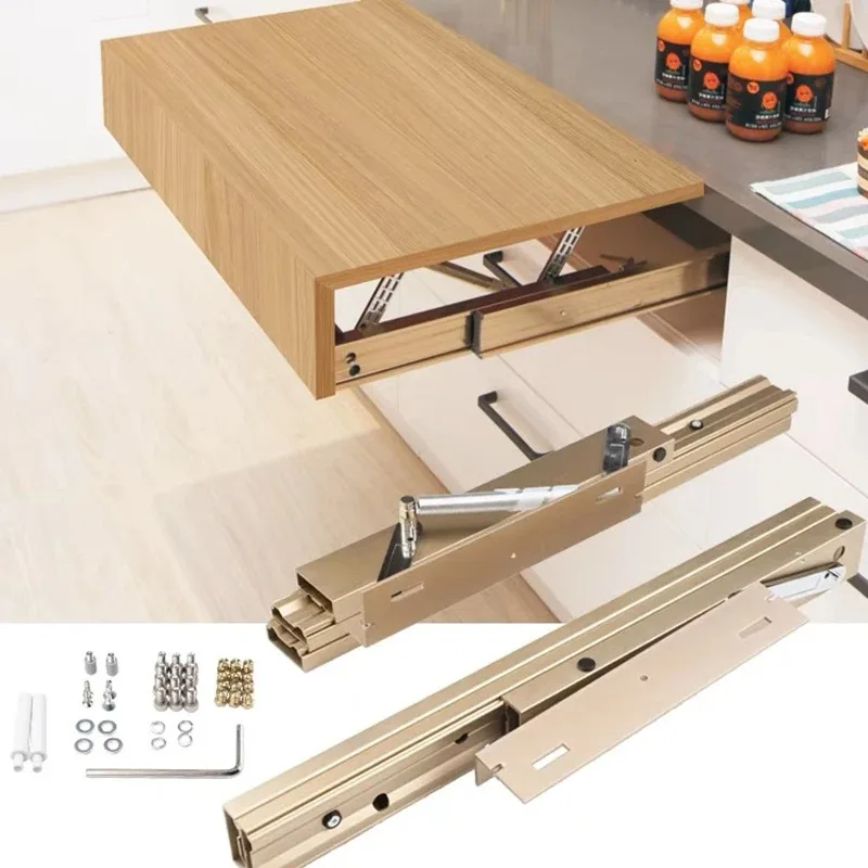 

Aluminium Alloy Extendable Section Mechanism Hidden Folding Rail for Ball Bearing Automatic Lifting Dining Table Slide