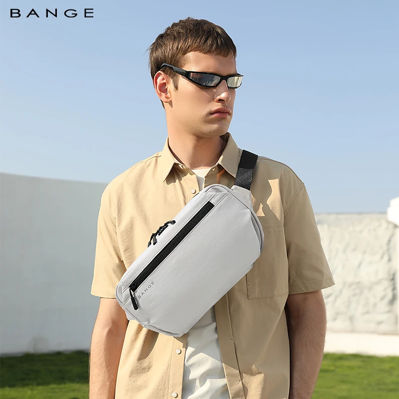 Bolsa de Peito Antifurto Impermeável BANGE com Múltiplos Modos de Transporte, Bolsa Transversal de Ombro para Viagem Masculina, Ideal para Esportes ao Ar Livre, Compatível com Tablets de 7.9''