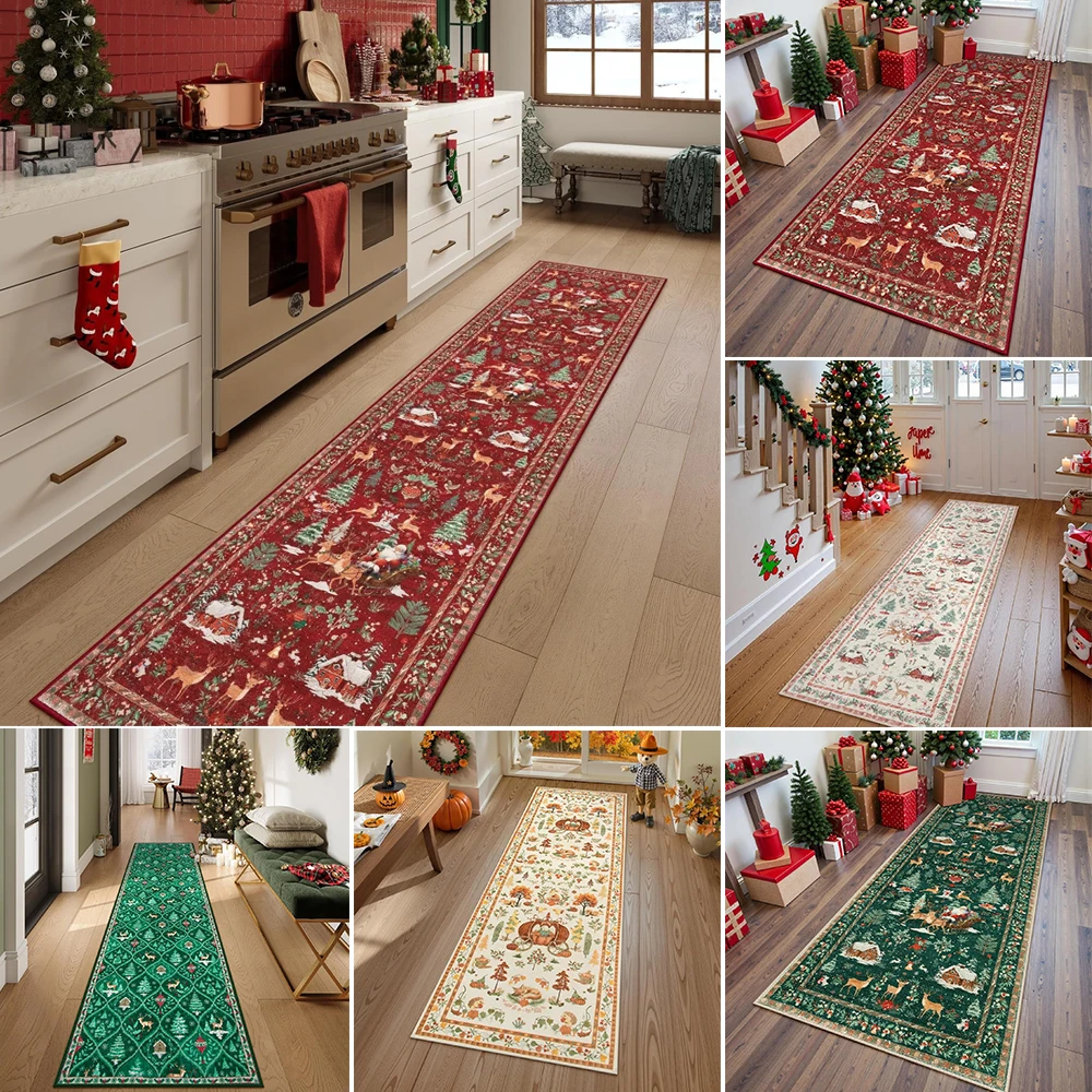 

Absorb Water Non-slip Floor Runner Rug Kitchen Christmas Carpet Running Rug Long Hallway Entrance Mats for Living Room Bedroom