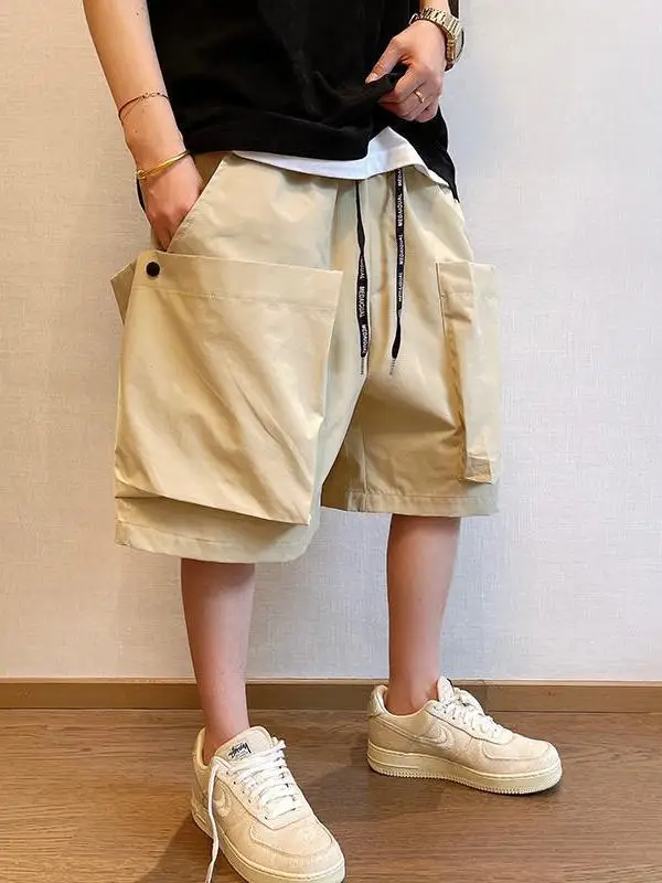 

Мужская рабочая одежда больших размеров в стиле ретро, свободные прямые повседневные брюки с пятью четвертью, американские летние новые модные трендовые бренды