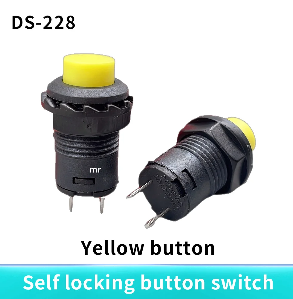 1Pcs Self locking button DS-228 DS228 12mm  Lock Latching OFF- ON Push Button Switch maintained pushbutton switches