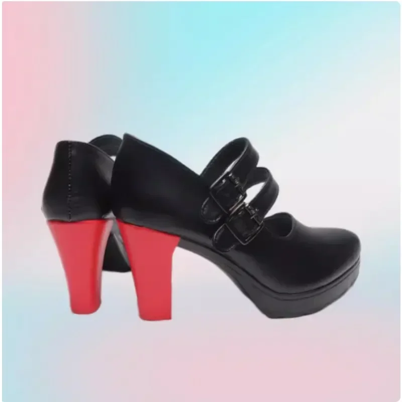Jogo zenless zona zero ellen joe cosplay sapatos femininos festa de halloween empregada roleplay tubarão menina preto sapatos personalizados salto alto