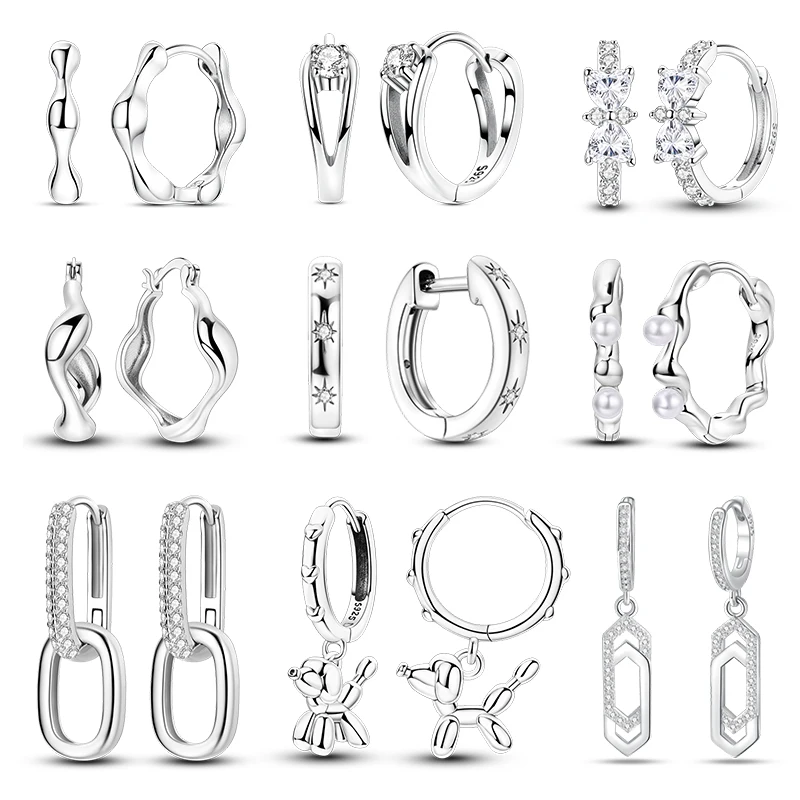 Neue Ohrringe für Frauen, 925er Silber, Farbe, Stern, geometrischer Verwickel, Zirkon-Ohrringe, feine Hochzeit, Verlobung, Geburtstag, Schmuck, Geschenke
