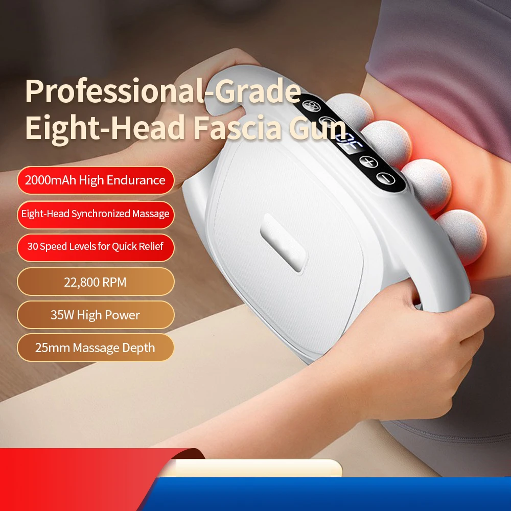 Customizable Fascia Gun 8 Heads Massage Gun Muscle Relaxation Electric Massager Body Massage Deep Tissue Muscle