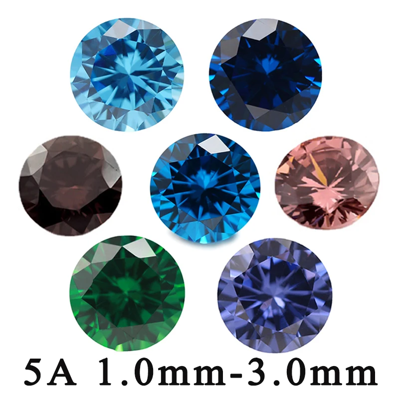 JIANGYUANGEMS Zircon 1.0mm~3.0mm 5A Round Cut CZ Stones Loose Cubic Zirconia Synthetic Gemstone for Jewelry