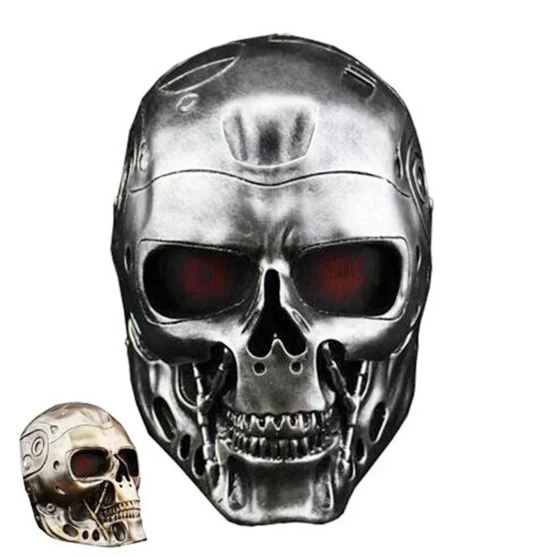 DY20Terminator Masker Halloween Masker Terminator Cosplay Masker CS Masker Pelindung Wajah Penuh Masker Tengkorak Dekorasi Rumah Hantu P