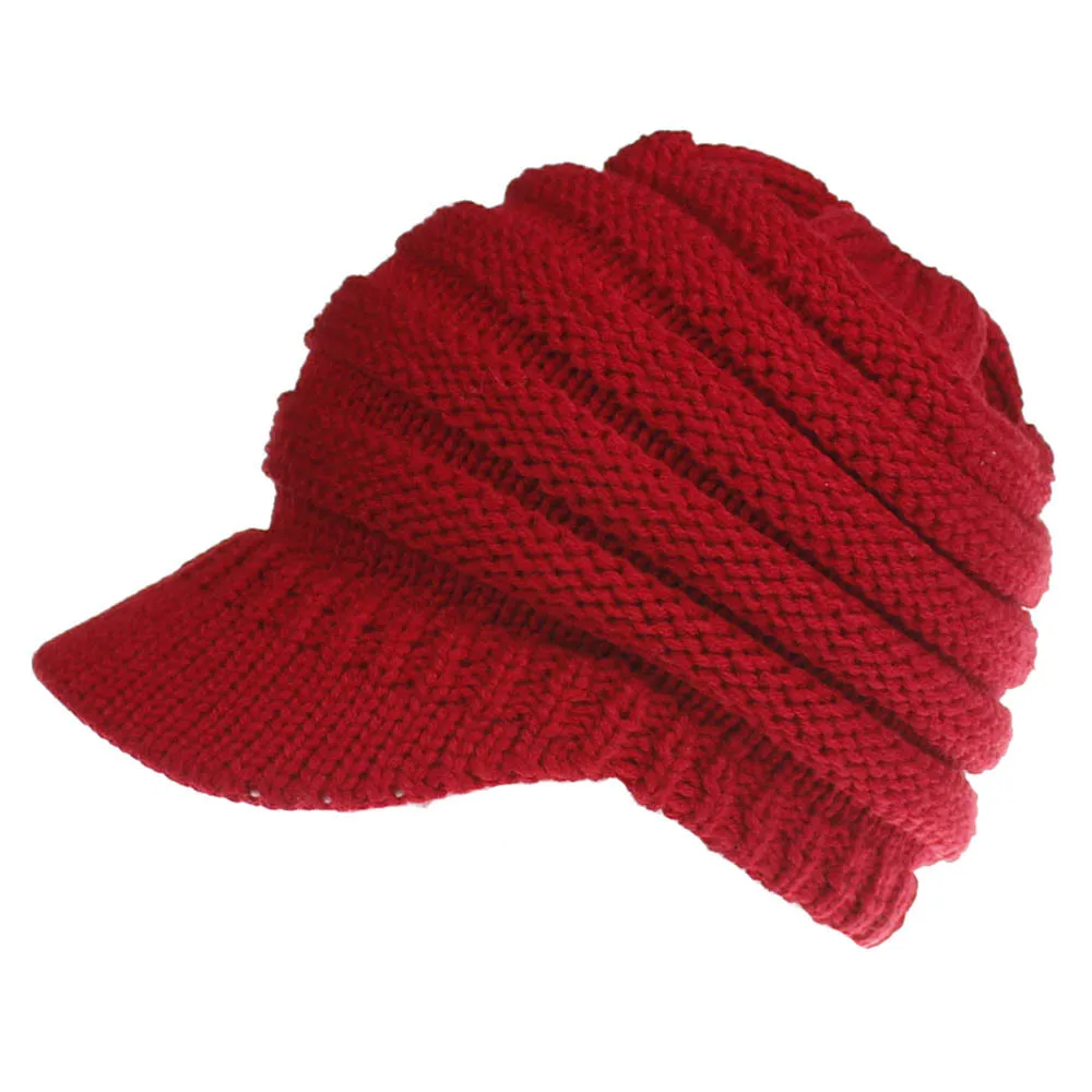 New women's knitted baseball cap, open ponytail hat, men's and women's hat, skiing sports hat